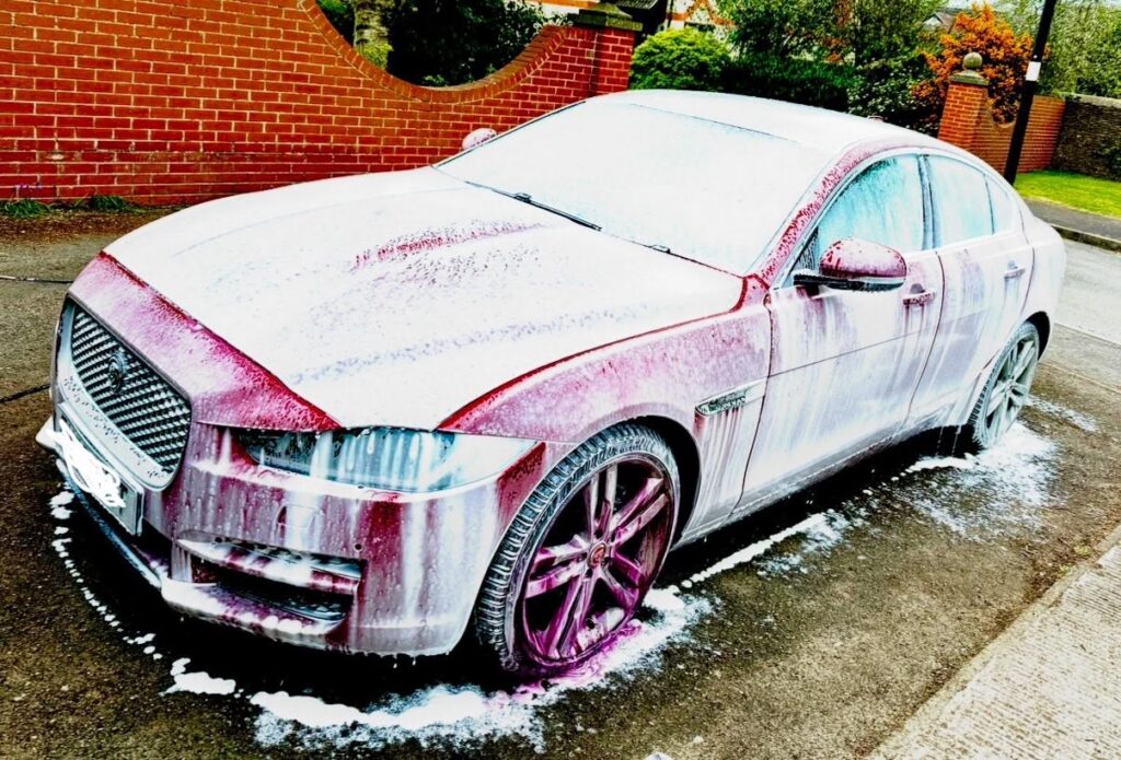 washing a car